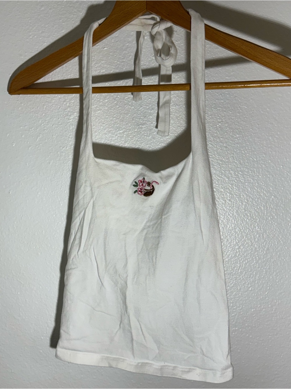White Hollister Embroidered Tank Top